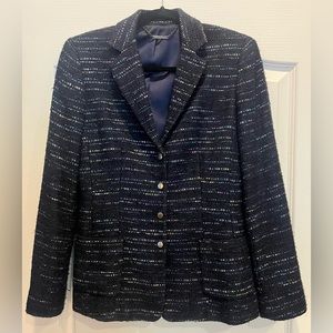 TAHARI ELIE TAHARI Tweed Button Down Jacket Blue with Multi Colors Size 6